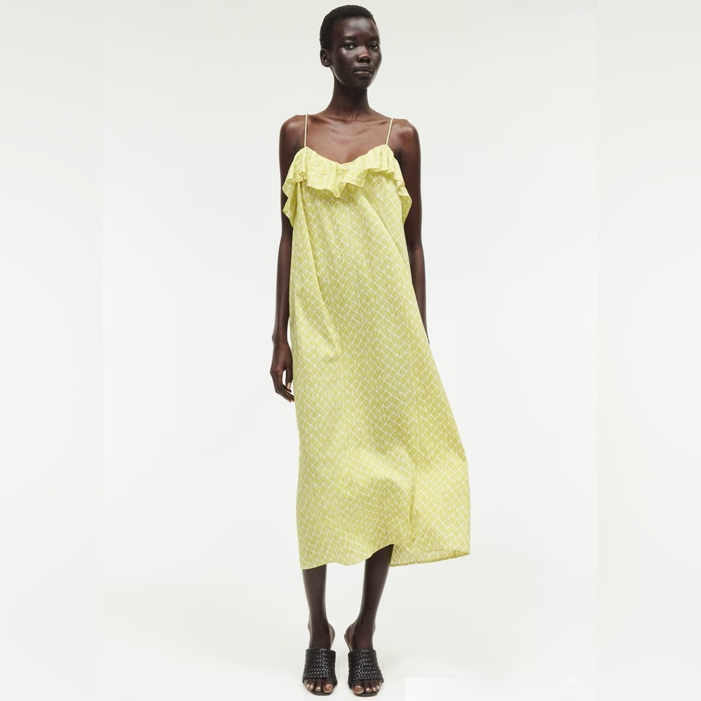 H&M Bright Yellow Midi Strappy Dress